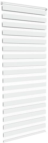 Aufun Doppelrollo Klemmfix ohne Bohren 90 x 220 cm (B x L) Klemmrollo Sonnenschutzrollo Fensterrollo mit Kettenzug für Fenster & Türen, Zebrarollo Seitenzugrollo Moderner Sichtschutz, Weiß