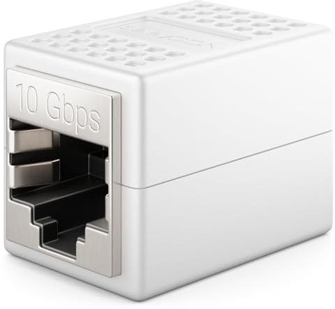 deleyCON LAN-Kabelförlängning RJ45-Skarv (10 Gbit/s) Kopplare för Cat8/Cat7/Cat6/Cat5 Ethernet Patchkabel Nätverkskabel Nätverksadapter 10 Gigabit PoE - 1 st - Vit