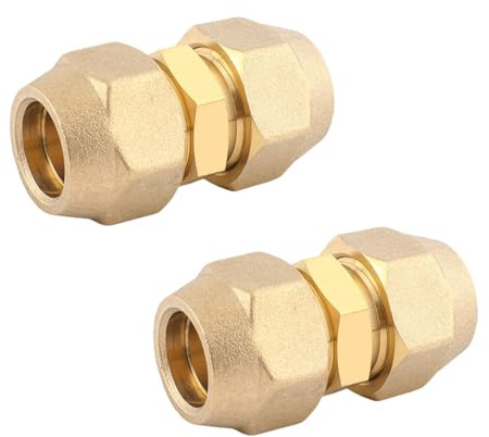 SIGANDG 3/8 Zoll Klimaanlagen Verschraubung Set,2 Stück | Kein Schweißen Erforderlich Doppelmutter Set,Kupferrohrverlängerung für Gelenk-Doppelverbinder,9,52 mm Kupferrohre Zubehör