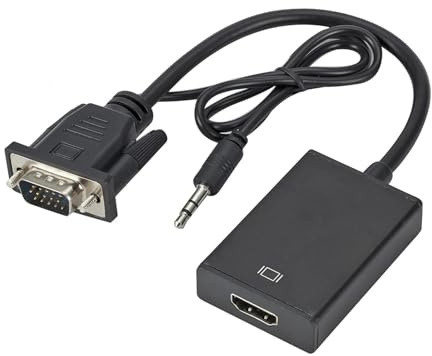 WIKRQIHL Adaptateur VGA vers HD 1080p avec câble Audio 3,5 mm, for PC, projecteur, PS4, Ordinateur Portable vers HDTV