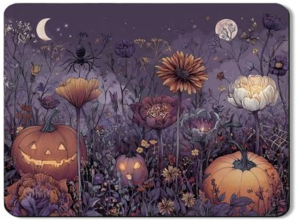 Halloween Pumpkin Dish Drying Mats For Kitchen, Vintage Floral Absorbent Rubber Dish Drainer Mat, Spooky Autumn PU Leather Drying Pad For Coffee Bar 18x24 Inch