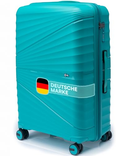 Xonic® Hartschalenkoffer XL für 100L - Bruchsicherer Rollkoffer Polypropylen mit 360° Doppelrollen & TSA-Schloss - Reisekoffer Seegrün