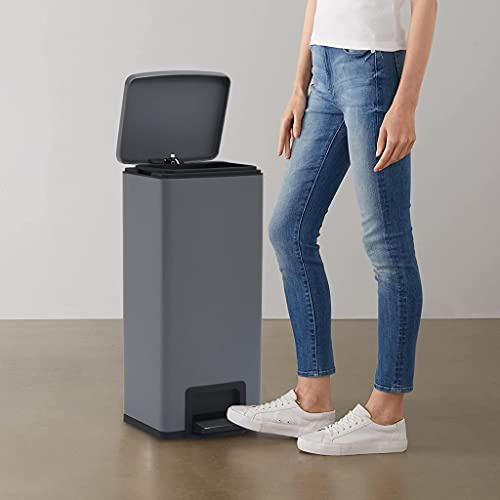 Genérico Cubo Basura con Pedal antihuellas 30L Gris Acero Inoxidable,Casa y jardín,Productos del hogar,Contenedores de residuos,Cubos de la Basura y papeleras,Gris,7.38 KG,149572