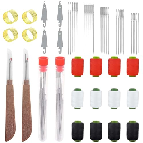 74 Teiliges Nähnadeln Set aus Stahl, Komplettes Stahlnadeln mit Einfädler und Nahtentferner, Nadel und Faden Set für DIY-Nähen, Praktisches Nähset für Haushalt und Reparatur, Edelstahl-Nadeln