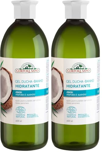 Corpore Sano: Gel de Baño Hidratante con extracto de Coco certificado Cosmos Natural 600 ml (Paquete de 2)