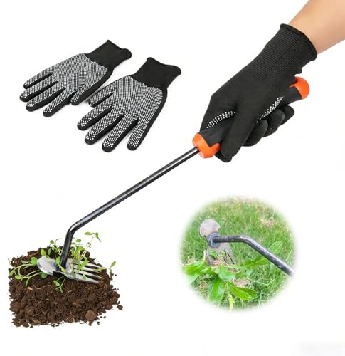 Weed Puller Tool, Durable Garden Weeder, Dual-Purpose Manual Weed Remover with Manganese Steel Teeth, Portable Uprooting Tool for Vegetable Gardens & Backyard