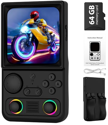 R36TMAX Retro Gaming Console Handheld – 4.0 IPS Screen, 23+ Emulators, 64GB Preloaded Game Console, 5G WiFi Online Play, RGB Joystick, 4000mAh Portable Retro Game Console – Classic Black