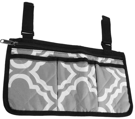 BESTYASH Sacoche Latérale pour Fauteuil Roulant Électrique et Déambulateur Suspendue Latérale, Grande Capacité en Tissu Solide Gris Chiné, Organiseur Multifonction avec Compartiments