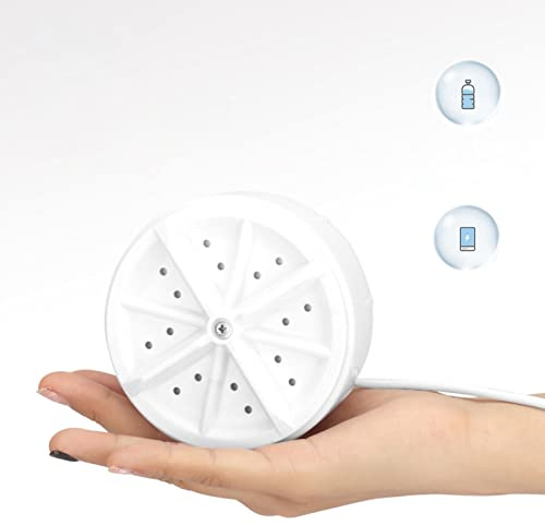 lyrlody Mini Lavatrice a Turbina Ad Ultrasuoni Portatile, Lavatrice a Rotazione a, in Plastica, Impermeabile, a Basso Rumore, Compatta, 9,5 Cm, per Viaggi in Dormitorio, Lavaggio di Piccoli Oggetti