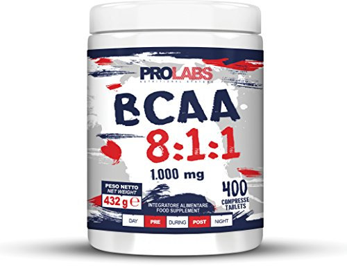 PROLABS – Bcaa Aminoacidi Ramificati Compresse 8.1.1, Amminoacidi 100% Veg con Vitamina B6, B1 e L-Leucina (8 parti) Crescita e Recupero Muscolare, Integratore Post e Pre Workout, 400 Tablet (1000 mg)
