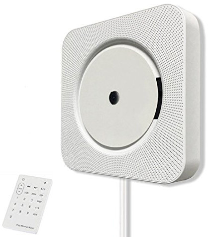 KINGCOO Bluetooth CD Player, Portable Wall Mountable Home Audio Built-in HiFi Speaker with Remote Control FM Radio Cable Pulling-Switch USB MP3 Player (White)