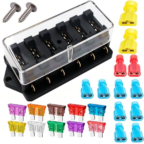Gebildet 6-Fach Sicherungshalter mit 10Sicherung, KFZ LKW Standard Bsicherungsdose (Für 1~40 AMP)