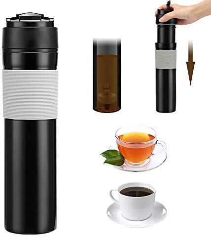 Houkiper Taza portátil del viaje de la botella del fabricante del café del té de la prensa del café de la prensa del francés de 350ML