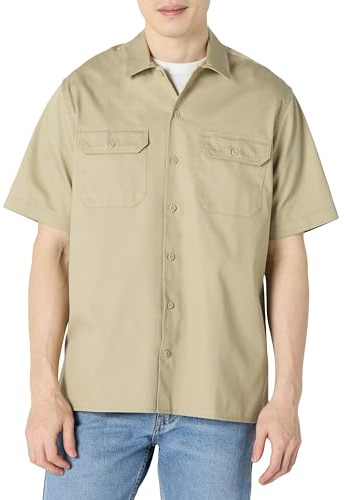 Amazon Essentials Camisa de Trabajo de Manga Corta Resistente a Las Manchas y Arrugas Hombre, Marrón Caqui, XL