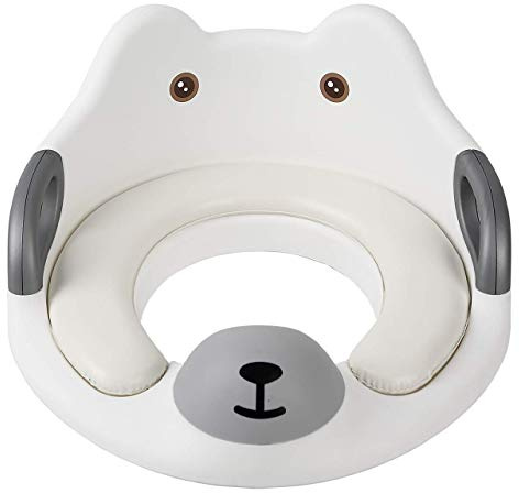 MASS DYNAMIC Toddler Toilet Seat – White Training Seat for Boys & Girls – Non-Slip Child Toilet Trainer with Handles, Backrest & Splash Guard – Padded Cushion – Suitable for Ages 1–7