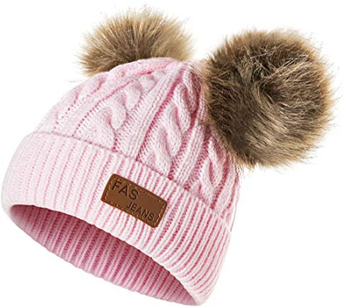 Yixda Baby barn vintermössa flickor pojkar varm pälstofs mössa hattar, ROSA, one size