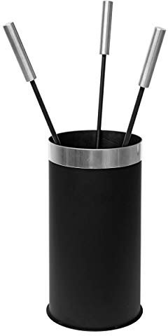 Kaminbesteck schwarz – Kaminbesteck für Kaminfeuer Kaminofen Holzofen Raketenofen - Besteck Set für Grill – für Kohle Kaminholz Holzbriketts und Pellets