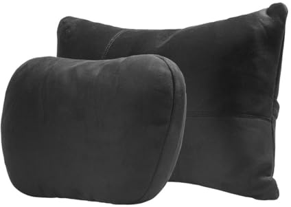 Kwak 's Headrest - Juego de cojines para reposacabezas de coche, diseño de S, súper suave, cojín de relleno de algodón de PP (negro)