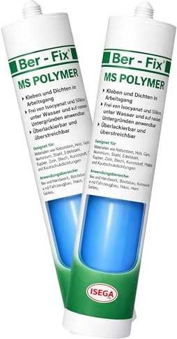 Ber-Fix MS Polymer Blau Pool Unterwasser 2er Pack | MS Polymerkleber Blau Pool Unterwasser 2er Pack: MS Polymerkleber blau: elastischer Kleb- und