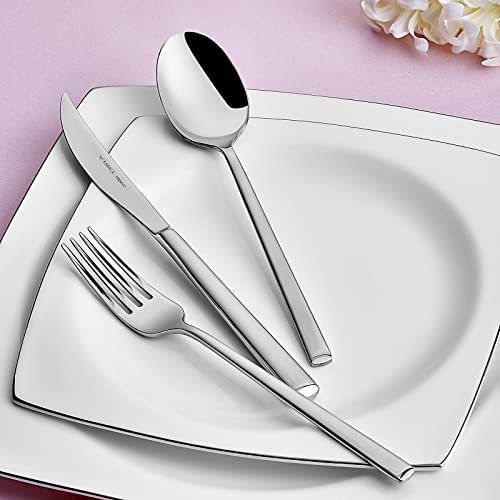 Karaca Tivoli 60-Piece Cutlery Set for 12 People - 18/10 Stainless Steel, Dinnerware Tableware Silverware Service, Includes Fork, Spoon, Knife, Dessert Fork,Teaspoon, Mirror Polished,Dishwasher Safe