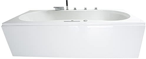 Basera® Classic Indoor Whirlpool Badewanne Palma mit 20 Massagedüsen, Wasserfall, LED-Ambiente, Touchpanel, Bluetooth und Radio
