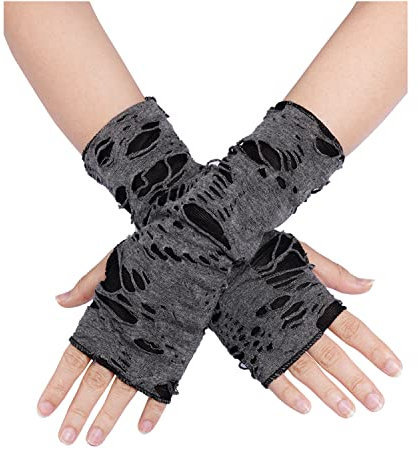 jerbro 1 Paar Fingerlose Handschuhe Damen Punk Spinnennetz Spitzenhandschuhe Punkhandschuhe für Halloween Kostüm Cosplay Kostümzubehör Kostümparty Karneval Thema Party
