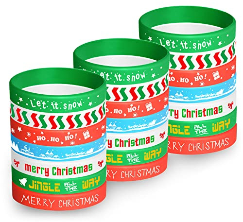 FEPITO 70 Stück Weihnachtsarmband Silikon Armbänder Gummiband Armbänder für Weihnachten Party Dekoration Supplies
