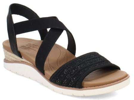 Skechers Women's Arch Fit Beach Kiss Boho Beyond Sandals, Black Knit/Duraleather, 6 UK