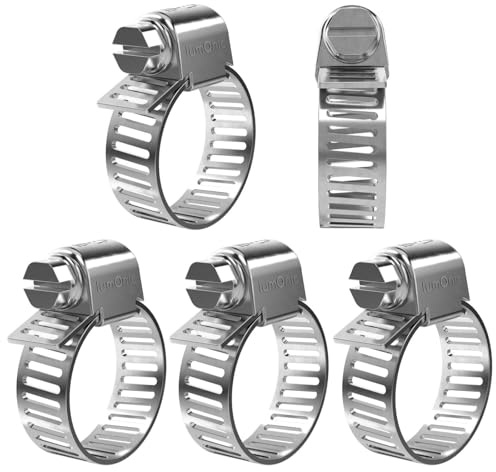 Lumonic 5x 16-25mm Schlauchschelle Edelstahl V4A 304 I einstellbare Schlauchschellen zum Schrauben I für Rohre Schläuche Waschmaschine KFZ Auto Haus Garten