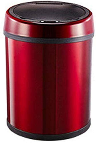 Poubelles d'intérieur Smart Home Poubelle Chambre d'hôtel Bureau Poubelle à Induction Automatique en Acier Inoxydable (Rouge 6L)