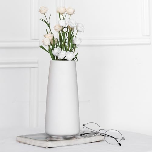 Keramikvase – Minimalistischer Boho Blumenvase(Reines Weiß, Super groß) | Moderne Pampasgras Vase, Bauernhaus Tischregal Boho Deko, passend für Wohnzimmer, Schlafzimmer, Küche, Bürotisch