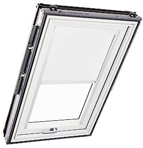 Original Roto Verdunkelungsrollo ZRV - Nahezu vollständige Verdunkelung - Führungsschiene Weiß - Dachfenster Baureihe Designo R6/R8, i8 und Classic 64/84 - Größe 114/118 | 11/11 - Stofffarbe Weiß