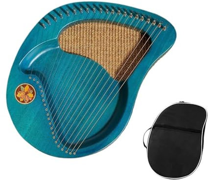 YLWX 21-saitige Lyre Harfe, 24-saitiges Konghou-Instrument, Tragbares Musikalisches Anfänger Einsteiger-Handlyra(Blau,21-String)
