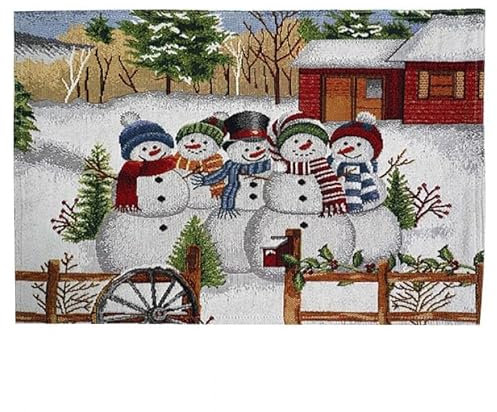 2er Set Tischset Mitteldecke Tischläufer Gobelin Winter Weihnachten Verschiedene Motive Baumwollmischung (Schneemänner)