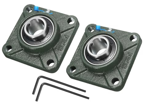 sourcing map 2pcs UCF206 Pillow Block Bearings 30mm Bore Self Alignment, Solid Cast Iron Base Square Flange Mounted Chrome Steel Bearings