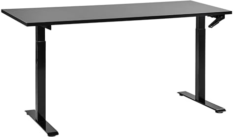 Beliani Höhenverstellbarer Schreibtisch mit Kurbel schwarz 160x72 cm DESTINES