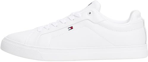Tommy Hilfiger Uomo Sneakers Court Icon Flag Essential in Pelle, Bianco (White), 44