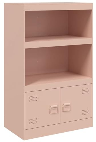 vidaXL Sideboard, Kommode Anrichte für Wohnzimmer, Metallschrank Schrank mit Stauraum, Highboard Beistellschrank Mehrzweckschrank, Rosa Stahl