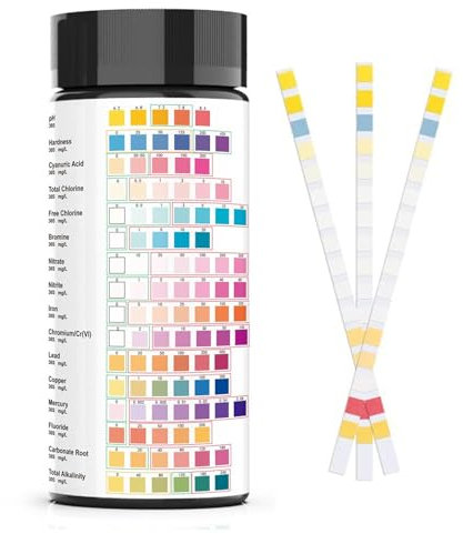 Fukamou Wasserhärte-Testkit - 16-in-1-Trinkwasser-Teststreifen - Blei-Testset Für Heimwasser, Aquarium-Teststreifen, 100 Strei-fen, Einfaches Testen Von Blei
