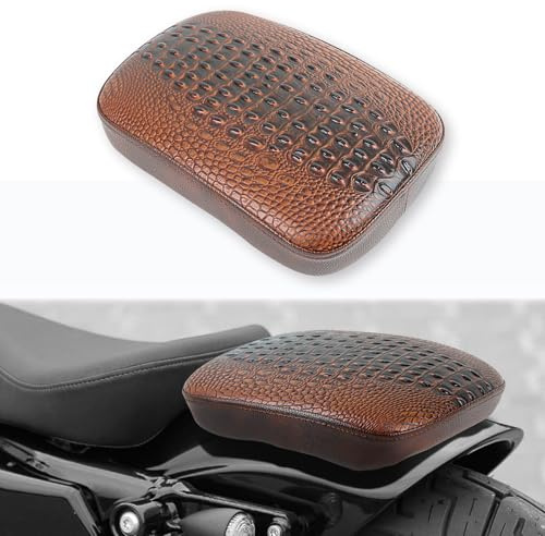 DREAMIZER Cojín para Asiento Marrón Trasero de Motocicleta con 8 Ventosas para Bobber Sportster Softail Touring XL 883 1200 Cruiser personalizado