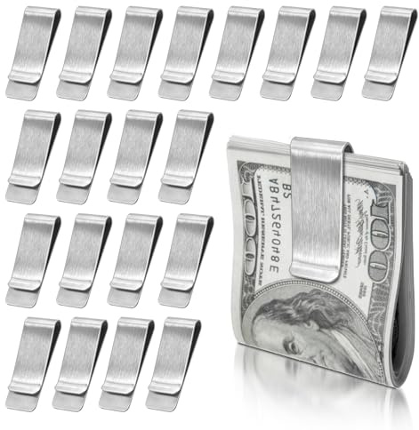 Philbinden 20Pack Stainless Steel Money Clip Silver Slim Cash Clip for Men, Credit Card Holder Metal Money Clips Minimalist Pocket Cash Wallet