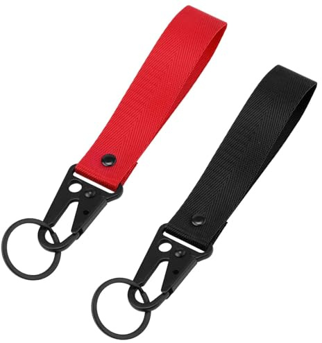 Gosknor Lot de 2 porte-clés de moto en tissu noir et rouge élégant pour porte-clés de moto anti-perte pour homme et femme