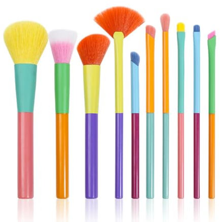 Brochas de maquillaje profesional set 10 uds cerdas sinteticas de calidad, Set de Brochas de Maquillaje Veganas, Para Colorete Fundación Corrector Polvos Sueltos, Pliegues Pinceles para Delineador