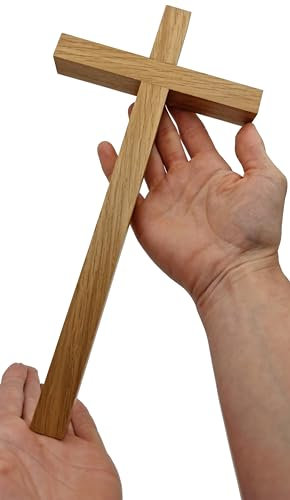 Lunexus Wandkreuz 30 cm aus Lindenholz massiv gesegnet mit Zertifikat Kreuz für die Wandmontage katholisch christlich Geschenk Hausaltar Handarbeit Kreuz aus Holz für Zuhause oder Gemeinde