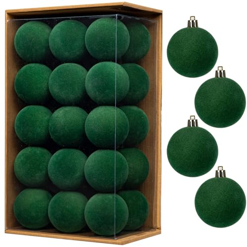 30er Set Weihnachtsdeko Samt Weihnachtskugeln – Ø 6CM Bruchsichere Matt Christbaumkugeln, Grün Weihnachtsbaumschmuck Ornamente für Weihnachtsbaum & Deko