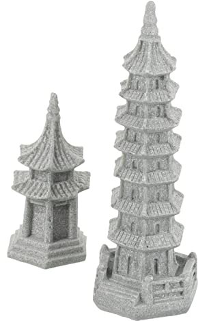 Toddmomy 2pezzi Statua Per Giardino Decorazione Landscape Ornamento Pagoda Per Bonsai e Giardinaggio Decorazione Interna Ed Esterna Per Casa e Giardino