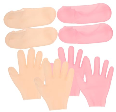 DEARMAMY Mascarilla para Pies y Manos Silicona, Calcetines Exfoliantes para Tejido Seco y Agrietado, para Uso en Casa