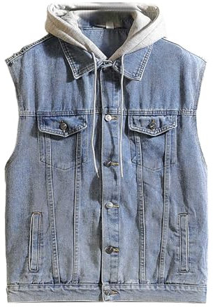 Gilet in Jeans da Uomo, Giubbotto Smanicato Uomo, Motociclista con Cerniera Maschile Jean Gilet di Jeans Fertilizzante Plus Size Giacchetta Gilet Moto per Capispalla Fotografia Moto