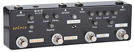 RiToEasysports Metal Guitar Effect Pedal 5 Modus Reverb Slease FX Loop Distory Overdrive True Bypass Black Black