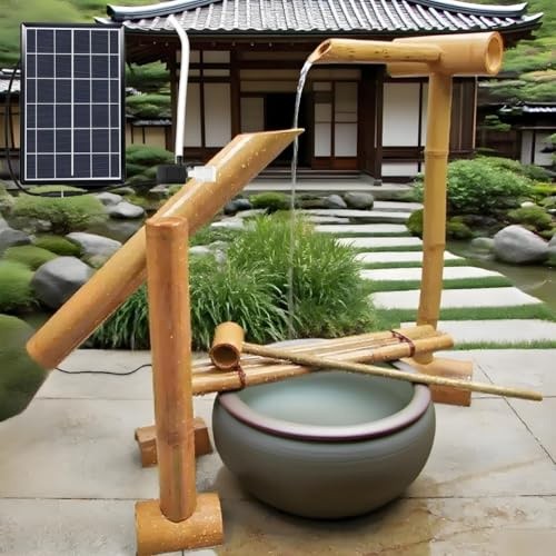 Mofgoe Fontana da Esterno per Interni, Kit Fai da Te per Pompa Solare, con Pannello Solare, Pompa E Filtro, Fontana da Giardino per Esterni, per Patii, Balconi, Prati, 60 Cm